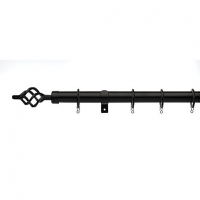 Wickes  Universal Curtain Pole with Cage Finials - Black 28mm x 1.2m