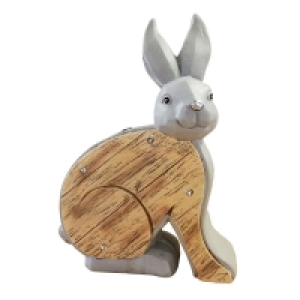 QDStores  Wooden Effect Solar Powered Rabbit Light