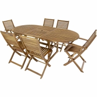 Wilko  Charles Bentley FSC Acacia 6 Seat Oval Extendable Dining Set
