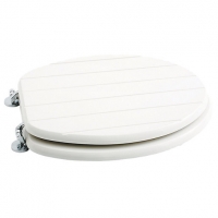 Wickes  Wickes Tongue & Groove Soft Close Toilet Seat - White Wood E