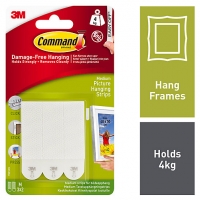 Wickes  Command Medium Picture Hanging Strips - White Pack of 6