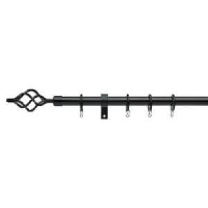 Wickes  Universal Extendable Curtain Pole with Cage Finials - Black 