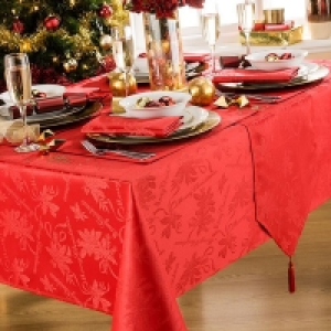 QDStores  Tablecloth Red Garland 52 x 90 Inch