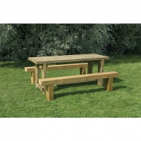 Wickes  Forest Garden Sleeper Bench and Table Set - 1.8m