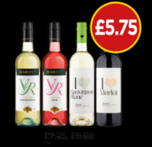 Budgens  Hardys VR Chardonnay, Hardys VR Rose, I Heart Merlot