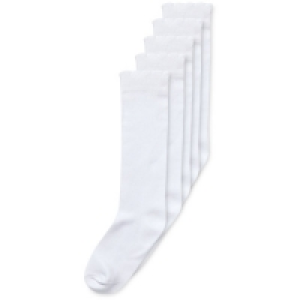 Girls Knee High Socks 5 Pack White £2.79