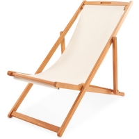 Aldi  Cream Wooden Deck Chair