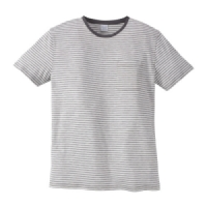 Mens Grey/White Striped Crew T-Shirt