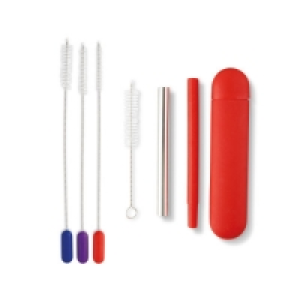 Red Reusable Straw & Cleaner Set