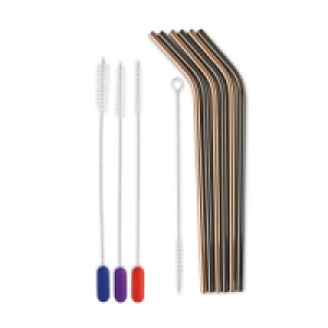 Black/Rose Gold Straws & Cleaner Set