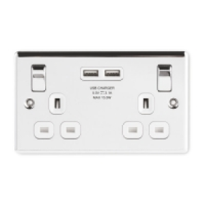 Chrome USB Double Wall Socket