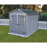 Wickes  Palram 6 x 10 ft Large Grey Double Door Plastic Apex Shed wi