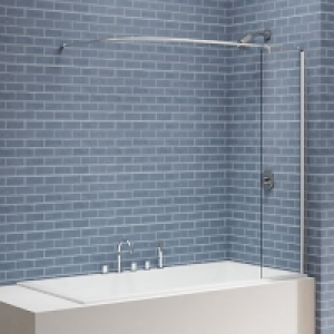 Nexa By Merlyn 6mm Square Bath Screen With Curtain Rail & Pa