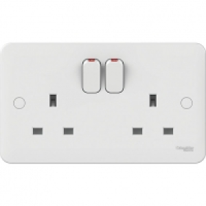 Lisse 2 Gang 13A Double Pole Switched Socket - White