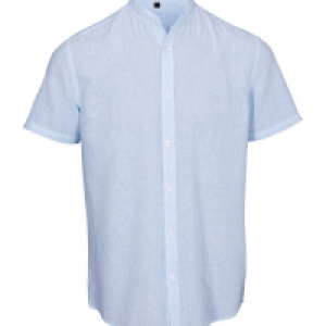 Light Blue Mens Linen Blend Shirt