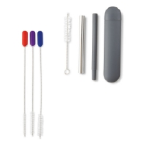 Aldi  Grey Reusable Straw & Cleaner Set