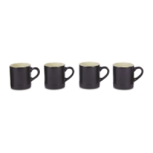 Black Stoneware Espresso Mugs 4 Pack