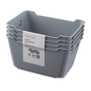 Grey 1.8L Storage Box 4 Pack