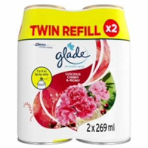 Wilko  Glade Automatic Spray Twin Refill Cherry & Peony Air Freshen