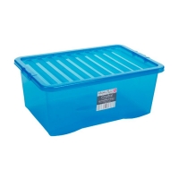 QDStores  45L Wham Crystal Stacking Plastic Storage Blue Box & Clip Li