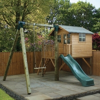 Wickes  Mercia 12 x 13 ft Poppy Raised Wooden Playhouse with Swing &