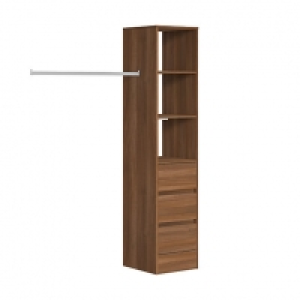 Spacepro Wardrobe Storage Kit Tower Unit with 3 Drawers Waln