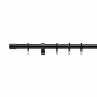 Wickes  Universal Curtain Pole with Stud Finials - Black 28mm x 1.2m