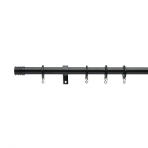 Wickes  Universal Curtain Pole with Stud Finials - Black 28mm x 1.2m