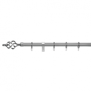 Wickes  Universal Extendable Curtain Pole with Cage Finials - Chrome