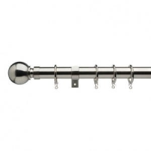 Universal Curtain Pole with Ball Finials - Satin Steel 28mm