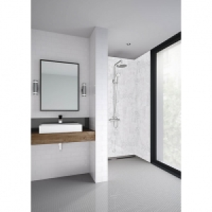 Wickes  Mermaid Elite Quartzo Bianco Post Form Single Shower Panel -