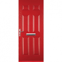Wickes  Euramax 6 Panel Red Right Hand Composite Door 840mm x 2100mm