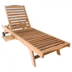 Wickes  Charles Bentley Premium Teak Wooden Sun Lounger