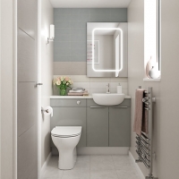 Wickes  Wickes Vienna Grey Gloss on White Fitted Compact Toilet Unit