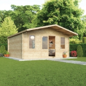 Wickes  Mercia 5m x 5m 34mm Log Thickness Haven Log Cabin with Assem