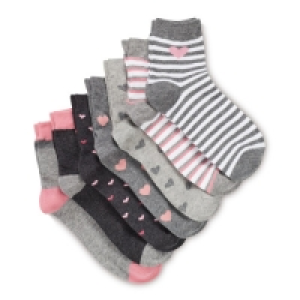 Kids Light Grey Ankle Socks 7 Pack
