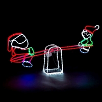 QDStores  Outdoor Seesaw Santa & Child Motorised Christmas Light Mains
