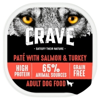 Wilko  Crave Natural Complete Adult Dog Food Tray Pâté with Turkey 