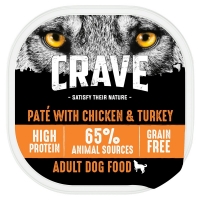 Wilko  Crave Natural Complete Adult Dog Food Tray Pâté with Chicken