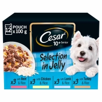 Wilko  Cesar Pouch Senior 10 Years Plus Selection In Jelly Dog Food