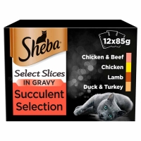 Wilko  Sheba Select Slices Succulent Cat Food Pouches in Gravy 12 x