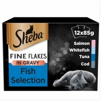 Wilko  Sheba Fine Flakes Fish Selection in Gravy Cat Food Pouches 1