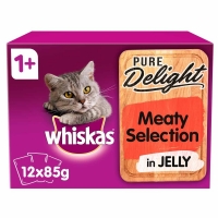 Wilko  Whiskas 1+ Pure Delight Meaty Selection in Jelly Cat Food 12