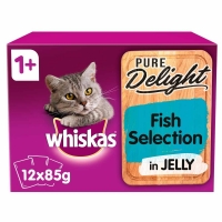 Wilko  Whiskas 1+ Pure Delight Fish Selection in Jelly Cat Food 12 