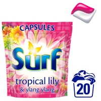 Wilko  Surf Tropical and Ylang Ylang Laundry Detergent Capsules 20 