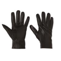 Aldi  Mens Black Ribbed Leather Gloves
