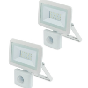 White 10W Floodlight With PIR 2 Pack