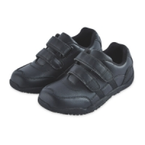 Boys Action Black Leather Trainers