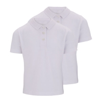 Aldi  Girls White Polo Shirts 2 Pack