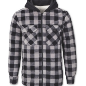 Mens Grey Check Sherpa-Lined Shirt